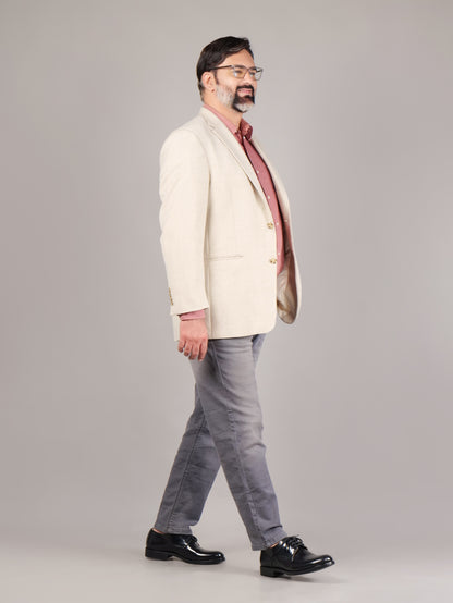 Male model wearing black Blucher Goodyear welted series shoes in a walking pose against a light gray background